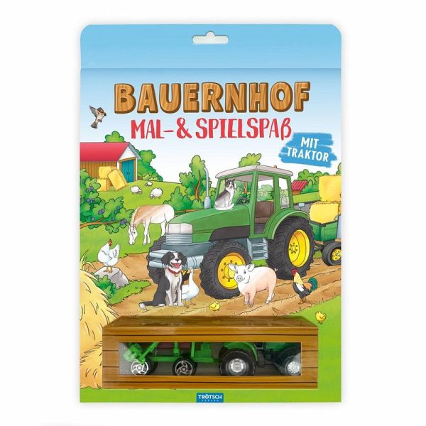 TRÖTSCH - Malbuch Bauernhof Mal- und Spielspaß Malbuch mit Spielzeug-Traktor und Anhänger Ab 3 Jahren TRÖTSCH - Malbuch Bauernhof Mal- und Spielspaß Malbuch mit Spielzeug-Traktor und Anhänger Ab 3 Jahren