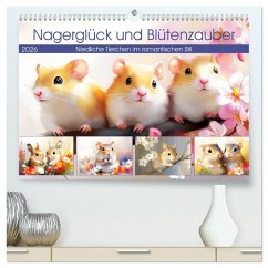 Nagerglück und Blütenzauber. Niedliche Tierchen im romantischen Stil (hochwertiger Premium Wandkalender 2026 DIN A2 quer), Kunstdruck in Hochglanz