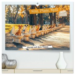 Sitz, Platz, Spül - Hunde auf dem Thron (hochwertiger Premium Wandkalender 2026 DIN A2 quer), Kunstdruck in Hochglanz Sitz, Platz, Spül - Hunde auf dem Thron (hochwertiger Premium Wandkalender 2026 DIN A2 quer), Kunstdruck in Hochglanz