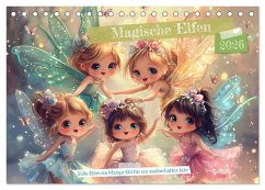 Cover Magische Elfen - Süße Elfen im Manga-Stil für ein zauberhaftes Jahr (Tischkalender 2026 DIN A5 quer), CALVENDO Monatskalender