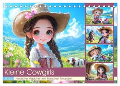 Cover Kleine Cowgirls. Niedliche Mädchen mit tierischen Freunden (Tischkalender 2026 DIN A5 quer), CALVENDO Monatskalender
