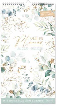 Familienplaner 25/26 Wand-Kalender 5-spaltig 18 Monate [Blattgold]