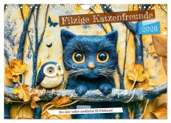 Cover Filzige Katzenfreunde - Ein Jahr voller niedlicher KI-Filzkunst (Wandkalender 2026 DIN A4 quer), CALVENDO Monatskalender