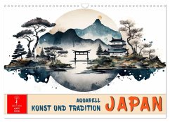 Cover Japan - Aquarell Kunst und Tradition (Wandkalender 2026 DIN A3 quer), CALVENDO Monatskalender