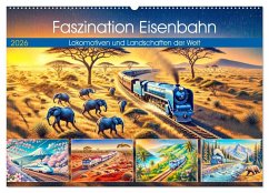 Cover Faszination Eisenbahn - Lokomotiven und Landschaften der Welt (Wandkalender 2026 DIN A2 quer), CALVENDO Monatskalender