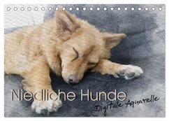 Niedliche Hunde - Digitale Aquarelle (Tischkalender 2026 DIN A5 quer), CALVENDO Monatskalender