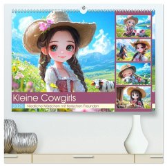 Cover Kleine Cowgirls. Niedliche Mädchen mit tierischen Freunden (hochwertiger Premium Wandkalender 2026 DIN A2 quer), Kunstdruck in Hochglanz