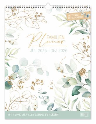 Familienplaner XXL 25/26 Wand-Kalender 7-spaltig 18 Monate [Blattgold]