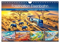 Cover Faszination Eisenbahn - Lokomotiven und Landschaften der Welt (Wandkalender 2026 DIN A4 quer), CALVENDO Monatskalender