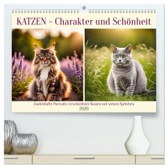 Cover Katzen - Charakter und Schönheit (hochwertiger Premium Wandkalender 2026 DIN A2 quer), Kunstdruck in Hochglanz
