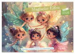 Cover Magische Elfen - Süße Elfen im Manga-Stil für ein zauberhaftes Jahr (Wandkalender 2026 DIN A2 quer), CALVENDO Monatskalender