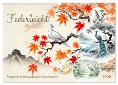 Cover Federleicht - Vogelwelt im Stile asiatischer Tuschmalerei (Wandkalender 2026 DIN A3 quer), CALVENDO Monatskalender