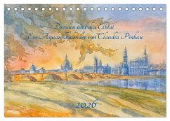 Dresden und das Elbtal - Ein Aquarellkalender von Claudia Pinkau (Tischkalender 2026 DIN A5 quer), CALVENDO Monatskalender