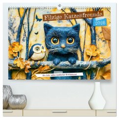 Cover Filzige Katzenfreunde - Ein Jahr voller niedlicher KI-Filzkunst (hochwertiger Premium Wandkalender 2026 DIN A2 quer), Kunstdruck in Hochglanz