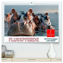 Flusspferde - Hippopotamus amphibius (hochwertiger Premium Wandkalender 2026 DIN A2 quer), Kunstdruck in Hochglanz