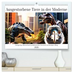 Ausgestorbene Tiere in der Moderne (hochwertiger Premium Wandkalender 2026 DIN A2 quer), Kunstdruck in Hochglanz