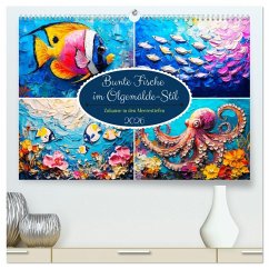 Cover Bunte Fische im Ölgemälde-Stil. Zuhause in den Meerestiefen (hochwertiger Premium Wandkalender 2026 DIN A2 quer), Kunstdruck in Hochglanz