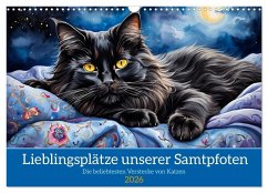 Cover Lieblingsplätze unserer Samtpfoten (Wandkalender 2026 DIN A3 quer), CALVENDO Monatskalender