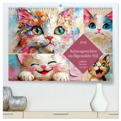 Katzengesichter im Ölgemälde-Stil. Liebliche Portraits fürs Herz (hochwertiger Premium Wandkalender 2026 DIN A2 quer), Kunstdruck in Hochglanz
