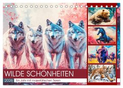 Cover Wilde Schönheiten. Ein Jahr mit majestätischen Tieren (Tischkalender 2026 DIN A5 quer), CALVENDO Monatskalender