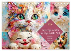 Katzengesichter im Ölgemälde-Stil. Liebliche Portraits fürs Herz (Tischkalender 2026 DIN A5 quer), CALVENDO Monatskalender