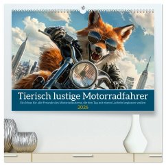 Tierisch lustige Motorradfahrer (hochwertiger Premium Wandkalender 2026 DIN A2 quer), Kunstdruck in Hochglanz Cover Tierisch lustige Motorradfahrer (hochwertiger Premium Wandkalender 2026 DIN A2 quer), Kunstdruck in Hochglanz