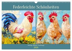 Federleichte Schönheiten. Duftige Hühner-Paintings (Wandkalender 2026 DIN A3 quer), CALVENDO Monatskalender