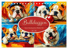Cover Bulldoggen. Bunter Hundespaß im Ölbilder-Stil (Tischkalender 2026 DIN A5 quer), CALVENDO Monatskalender