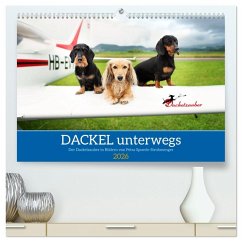 Dackel unterwegs (hochwertiger Premium Wandkalender 2026 DIN A2 quer), Kunstdruck in Hochglanz