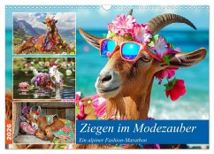 Ziegen im Modezauber. Ein alpiner Fashion-Marathon (Wandkalender 2026 DIN A3 quer), CALVENDO Monatskalender