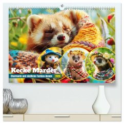 Kecke Marder. Charmante und niedliche Fashion-Ikonen (hochwertiger Premium Wandkalender 2026 DIN A2 quer), Kunstdruck in Hochglanz