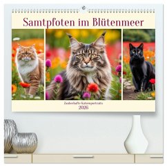 Cover Samtpfoten im Blütenmeer (hochwertiger Premium Wandkalender 2026 DIN A2 quer), Kunstdruck in Hochglanz