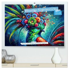 Cover Blumige Vogelporträts (hochwertiger Premium Wandkalender 2026 DIN A2 quer), Kunstdruck in Hochglanz
