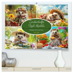 Cover Zauberhafte Igel-Models. Blumiger Stil in der Natur (hochwertiger Premium Wandkalender 2026 DIN A2 quer), Kunstdruck in Hochglanz