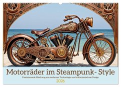 Cover Motorräder im Steampunk-Style (Wandkalender 2026 DIN A2 quer), CALVENDO Monatskalender