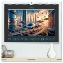 Zukunftsvision Megacity (hochwertiger Premium Wandkalender 2026 DIN A2 quer), Kunstdruck in Hochglanz