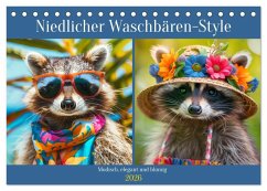 Niedlicher Waschbären-Style. Modisch, elegant und blumig (Tischkalender 2026 DIN A5 quer), CALVENDO Monatskalender Niedlicher Waschbären-Style. Modisch, elegant und blumig (Tischkalender 2026 DIN A5 quer), CALVENDO Monatskalender