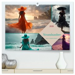 Strandzauber- Frauen in eleganten Kleidern (hochwertiger Premium Wandkalender 2026 DIN A2 quer), Kunstdruck in Hochglanz
