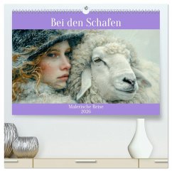 Bei den Schafen - Malerische Reise (hochwertiger Premium Wandkalender 2026 DIN A2 quer), Kunstdruck in Hochglanz