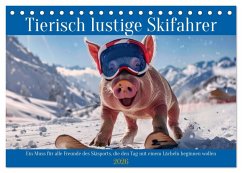 Cover Tierisch lustige Skifahrer (Tischkalender 2026 DIN A5 quer), CALVENDO Monatskalender
