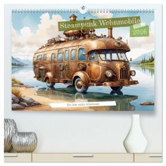 Steampunk Wohnmobile (hochwertiger Premium Wandkalender 2026 DIN A2 quer), Kunstdruck in Hochglanz