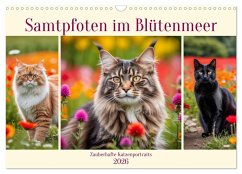 Cover Samtpfoten im Blütenmeer (Wandkalender 2026 DIN A3 quer), CALVENDO Monatskalender