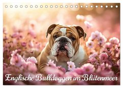 Cover Englische Bulldoggen im Blütenmeer (Tischkalender 2026 DIN A5 quer), CALVENDO Monatskalender