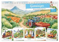Gemüsiges - Reise ins Land des Gemüses (Tischkalender 2026 DIN A5 quer), CALVENDO Monatskalender