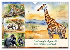 Cover Zauberhafte Aquarelle von Afrikas Tierwelt (Wandkalender 2026 DIN A4 quer), CALVENDO Monatskalender