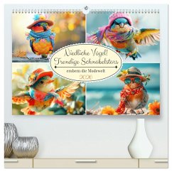 Niedliche Vögel! Trendige Schnabelstars erobern die Modewelt (hochwertiger Premium Wandkalender 2026 DIN A2 quer), Kunstdruck in Hochglanz