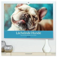Lächelnde Hunde sind wie Sonnenschein auf vier Pfoten (hochwertiger Premium Wandkalender 2026 DIN A2 quer), Kunstdruck in Hochglanz