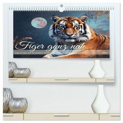 Tiger ganz nah (hochwertiger Premium Wandkalender 2026 DIN A2 quer), Kunstdruck in Hochglanz