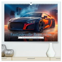 Fantasievolle Rennautos - Im Rausch der Geschwindigkeit (hochwertiger Premium Wandkalender 2026 DIN A2 quer), Kunstdruck in Hochglanz