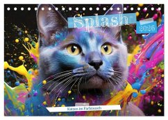 Cover Splash - Katzen im Farbrausch (Tischkalender 2026 DIN A5 quer), CALVENDO Monatskalender